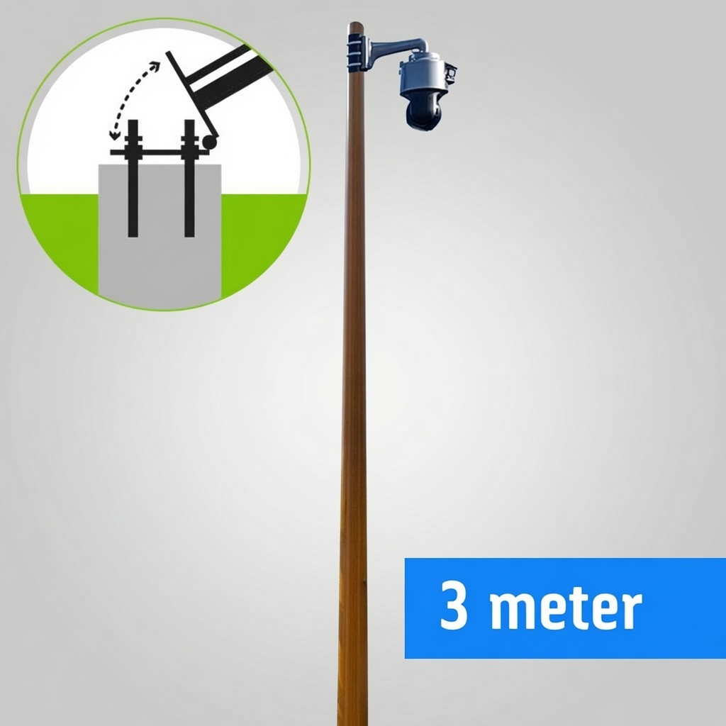 Camera mast 3 meter, houtlook