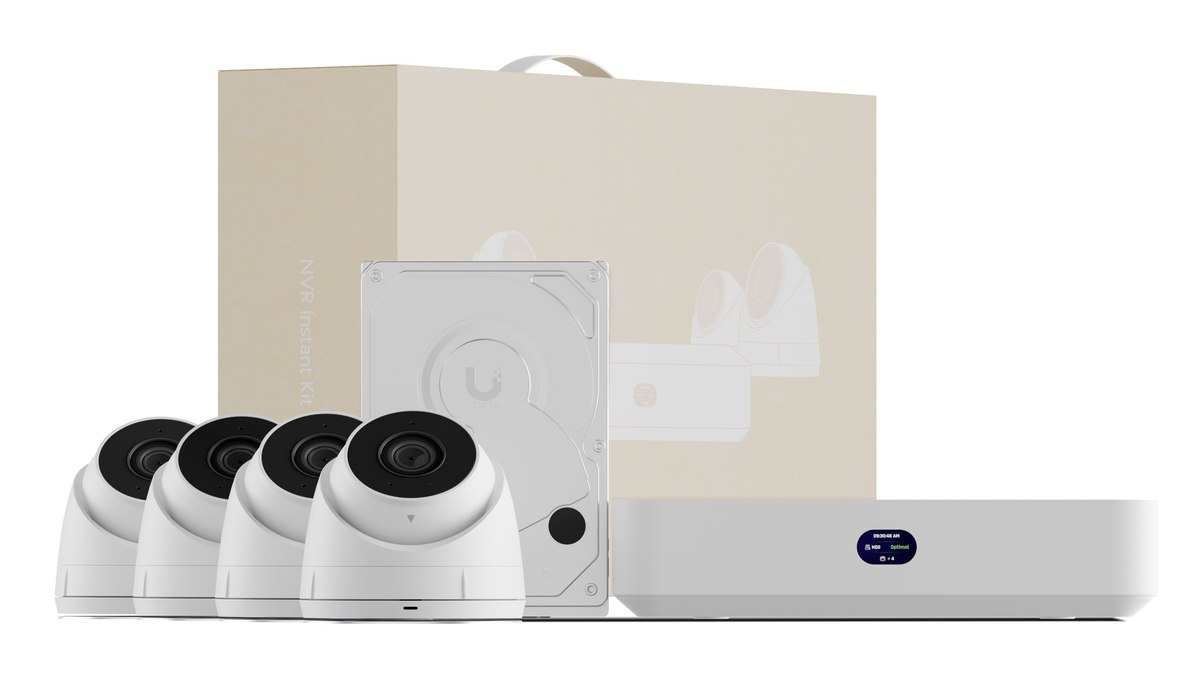 UniFi NVR Instant Kit met vier dome camera's en harde schijf